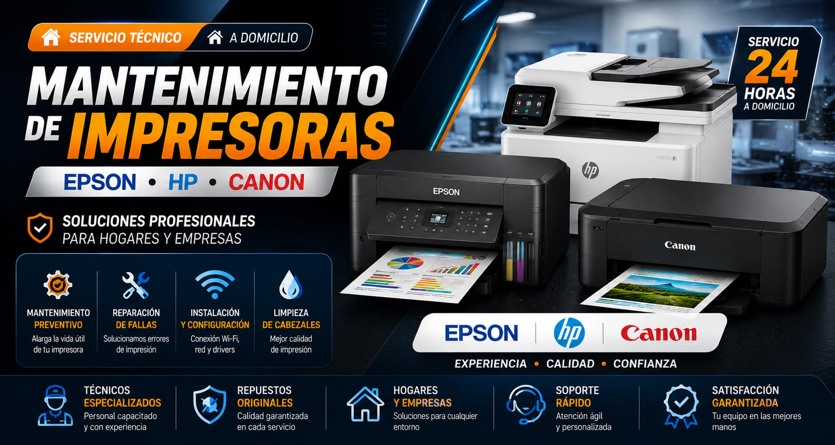 Mantenimiento de impresoras Epson HP y Canon a domicilio en Pereira y Dosquebradas